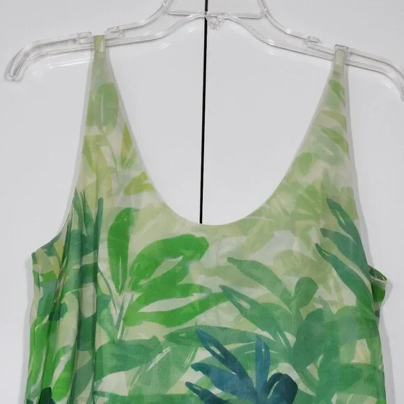 Cabi Castaway Tropical Palm Leaf Mini Dress Women's Size M Green - Picture 2 of 7